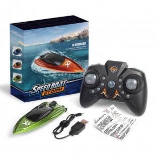 Mini Rc Boat 5km/h Radio Remote Controlled High Speed Ship With Led Light Palm-boat Summer Water Toy Pool Toys Models Gifts Green