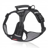 Dog Harness With D-Rings Adjustable Explosion-proof No Pull Reflective Design Oxford Cloth Harnesses Vest For Hiking Travel Camping Training black XS