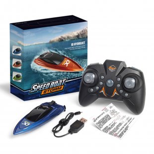 Mini Rc Boat 5km/h Radio Remote Controlled High Speed Ship With Led Light Palm-boat Summer Water Toy Pool Toys Models Gifts Blue