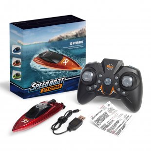 Mini Rc Boat 5km/h Radio Remote Controlled High Speed Ship With Led Light Palm-boat Summer Water Toy Pool Toys Models Gifts Red