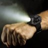 Super Bright Watch Flashlight Torch Lights Electronic Watch Outdoor Sports USB Rechargeable Mens Wrist Watch Wristband Lamp black