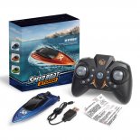 Mini Rc Boat 5km/h Radio Remote Controlled High Speed Ship With Led Light Palm-boat Summer Water Toy Pool Toys Models Gifts Blue