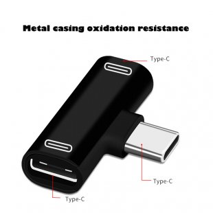 Dual Type C USB-C Earphone Headphone Audio Charging Charger Adapter Splitter Convertor for Xiaomi 6 6X 8 Note3 Mix 2 Huawei Mate 10 P20 black