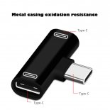 Dual Type C USB-C Earphone Headphone Audio Charging Charger Adapter Splitter Convertor for Xiaomi 6 6X 8 Note3 Mix 2 Huawei Mate 10 P20 black