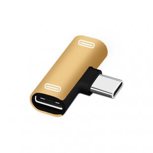 Dual Type C USB-C Earphone Headphone Audio Charging Charger Adapter Splitter Convertor for Xiaomi 6 6X 8 Note3 Mix 2 Huawei Mate 10 P20 gold
